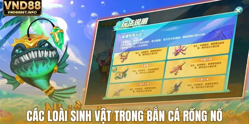 Các loài sinh vật trong bắn cá rồng nổ